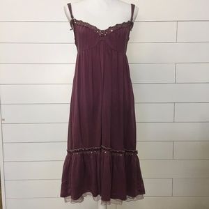 Free People, Wash Silk Midi Dress, Eggplant Color